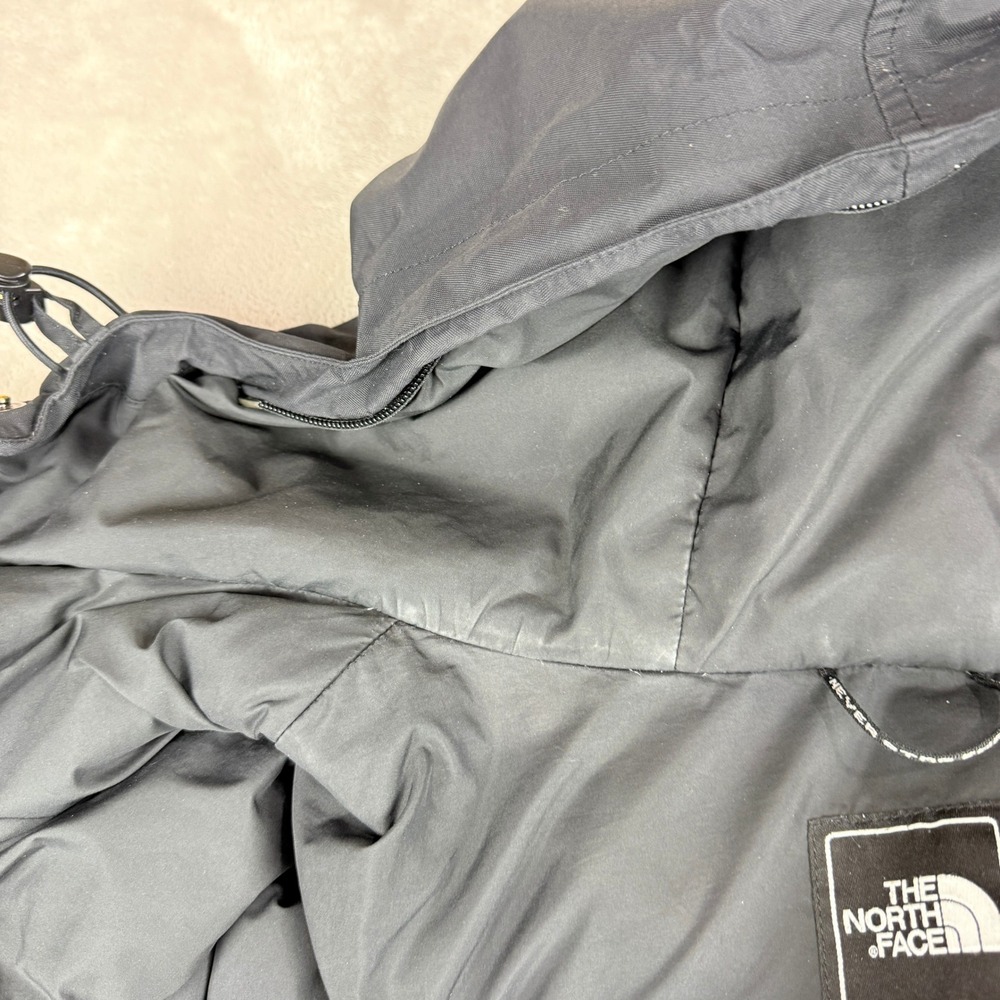 The North Face HyVent Bomber Jacket Mens Medium Black Goose Down Hooded Puffer - Picture 9 of 15